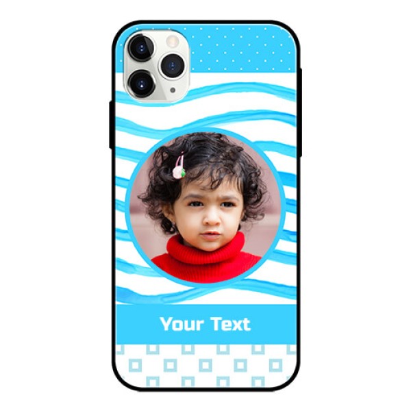 Apple iPhone 11 Pro Max Custom Glass Phone Case  - Simple Blue Case Design