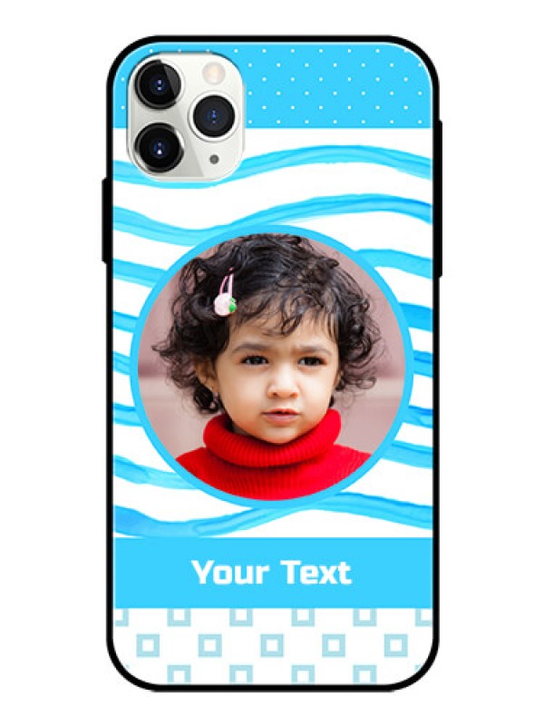 Custom Apple iPhone 11 Pro Max Custom Glass Phone Case  - Simple Blue Case Design