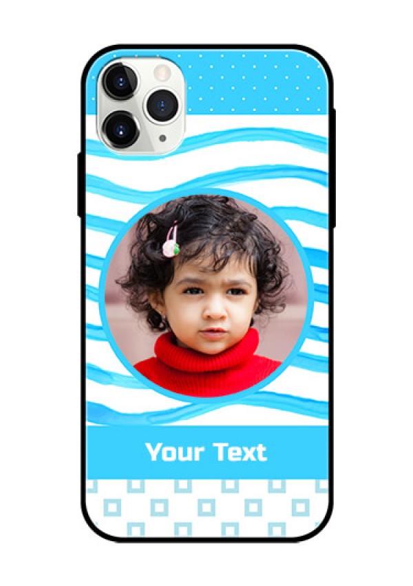 Apple iPhone 11 Pro Max Custom Glass Phone Case  - Simple Blue Case Design