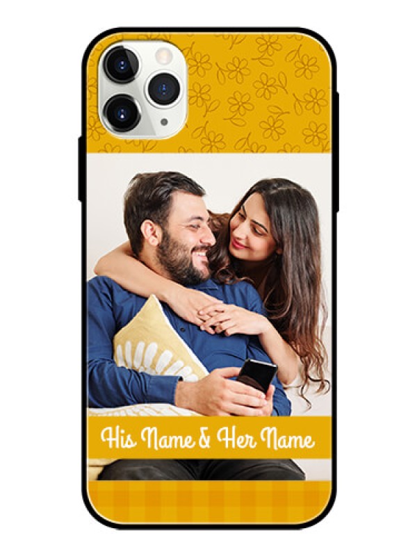Custom Apple iPhone 11 Pro Max Custom Glass Mobile Case  - Yellow Floral Design