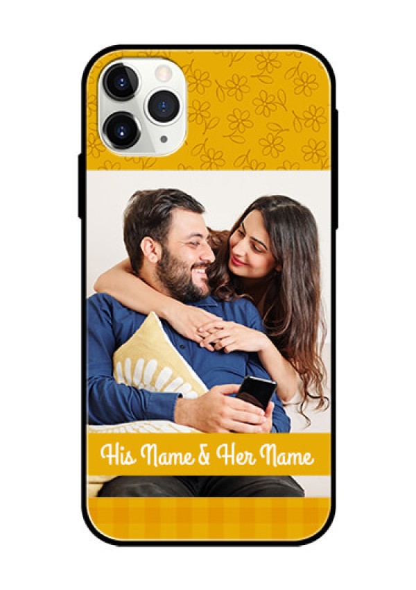 Apple iPhone 11 Pro Max Custom Glass Mobile Case  - Yellow Floral Design