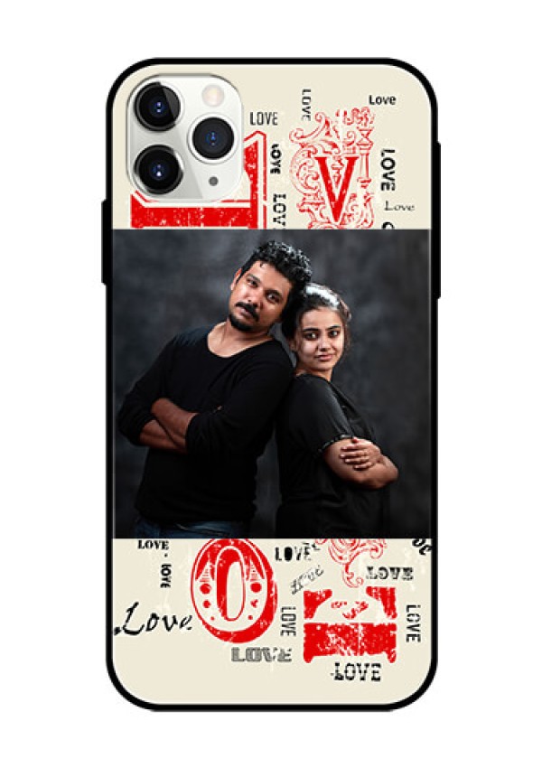Apple iPhone 11 Pro Max Photo Printing on Glass Case  - Trendy Love Design Case