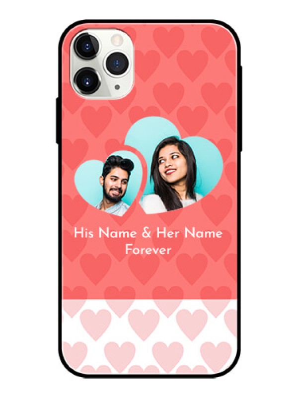 Custom Apple iPhone 11 Pro Max Personalized Glass Phone Case  - Couple Pic Upload Design