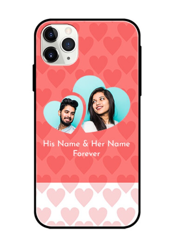 Apple iPhone 11 Pro Max Personalized Glass Phone Case  - Couple Pic Upload Design