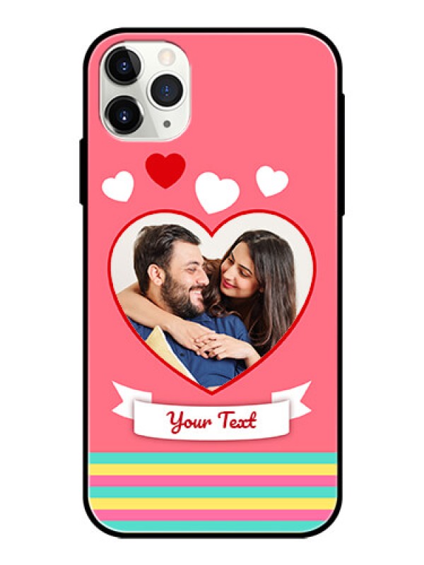 Custom Apple iPhone 11 Pro Max Photo Printing on Glass Case  - Love Doodle Design
