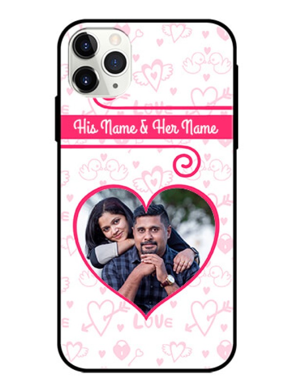 Custom Apple iPhone 11 Pro Max Personalized Glass Phone Case  - Heart Shape Love Design