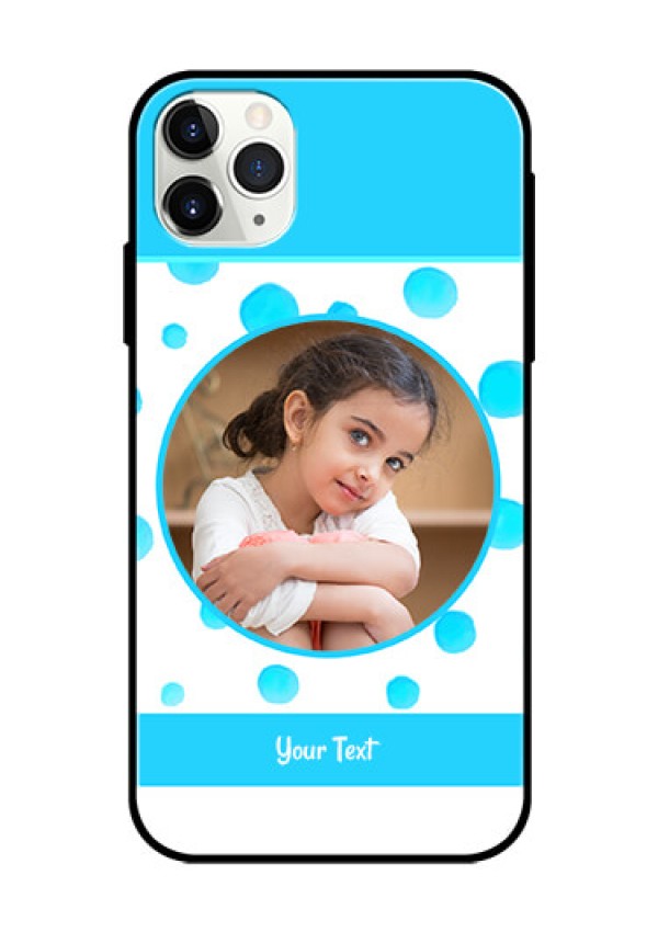 Apple iPhone 11 Pro Max Photo Printing on Glass Case  - Blue Bubbles Pattern Design