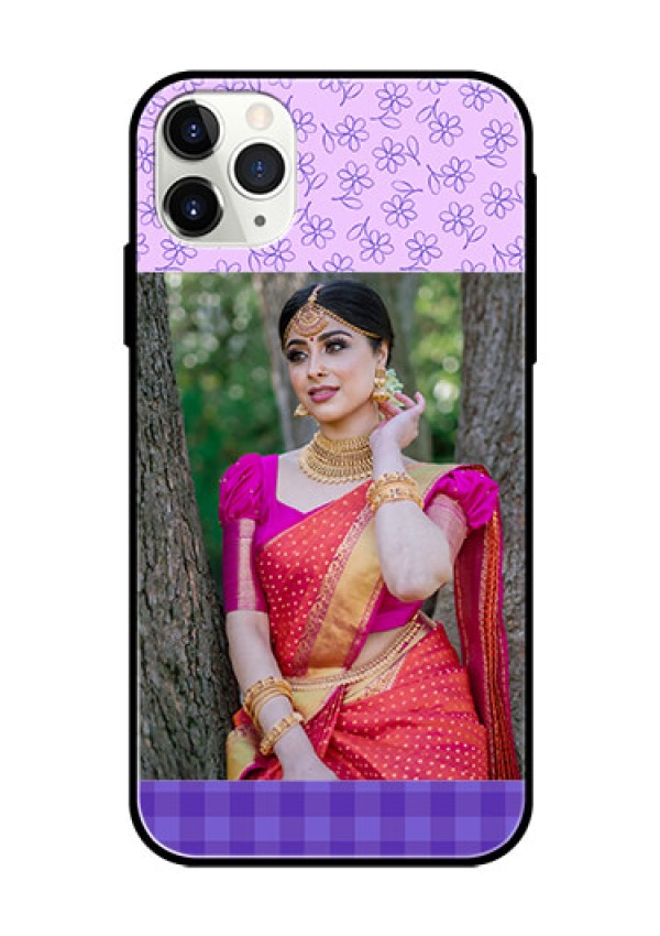 Apple iPhone 11 Pro Max Custom Glass Phone Case  - Purple Floral Design
