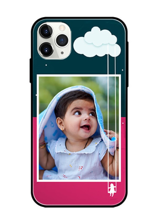 Apple iPhone 11 Pro Max Custom Glass Phone Case  - Cute Girl with Cloud Design