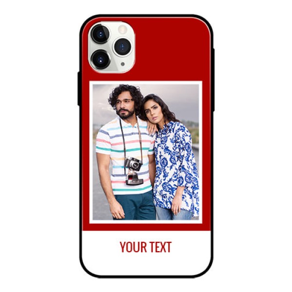 Apple iPhone 11 Pro Max Personalized Glass Phone Case  - Simple Red Color Design