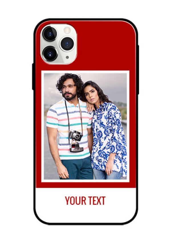 Apple iPhone 11 Pro Max Personalized Glass Phone Case  - Simple Red Color Design