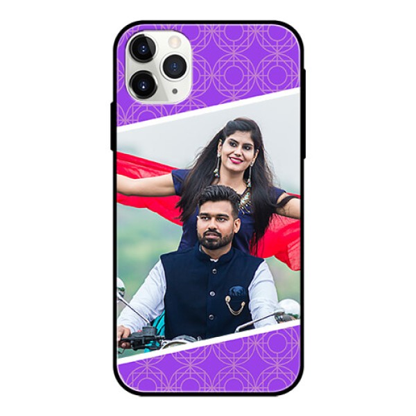 Apple iPhone 11 Pro Max Custom Glass Phone Case  - Violet Pattern Design