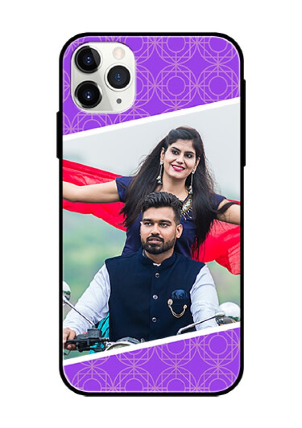 Apple iPhone 11 Pro Max Custom Glass Phone Case  - Violet Pattern Design