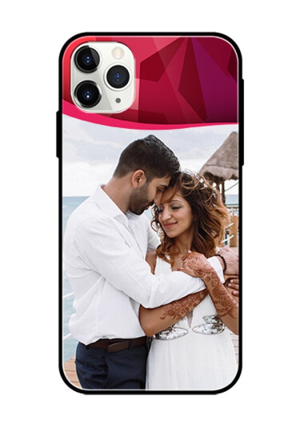 Apple iPhone 11 Pro Max Custom Glass Mobile Case  - Red Abstract Design