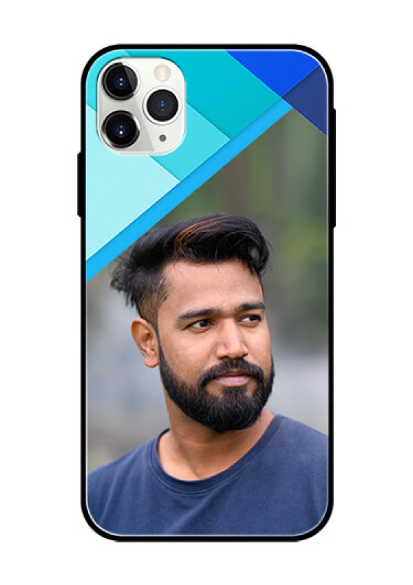 Apple iPhone 11 Pro Max Custom Glass Phone Case  - Blue Pattern Design