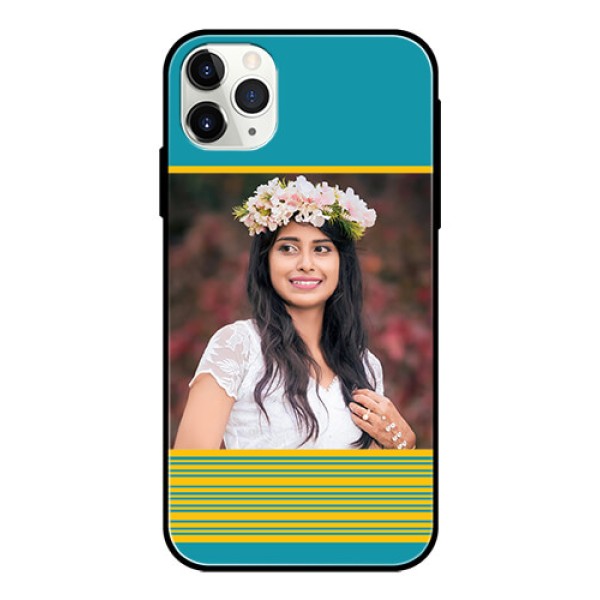 Apple iPhone 11 Pro Max Custom Glass Phone Case - Yellow & Blue Design Apple iPhone 11 Pro Max Custom Glass Phone Case - Yellow & Blue Design