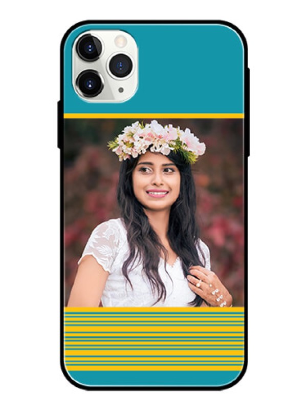 Custom Apple iPhone 11 Pro Max Custom Glass Phone Case  - Yellow & Blue Design 