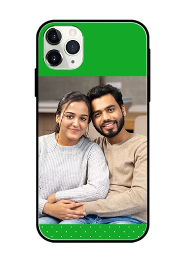 Apple iPhone 11 Pro Max Personalized Glass Phone Case  - Green Pattern Design
