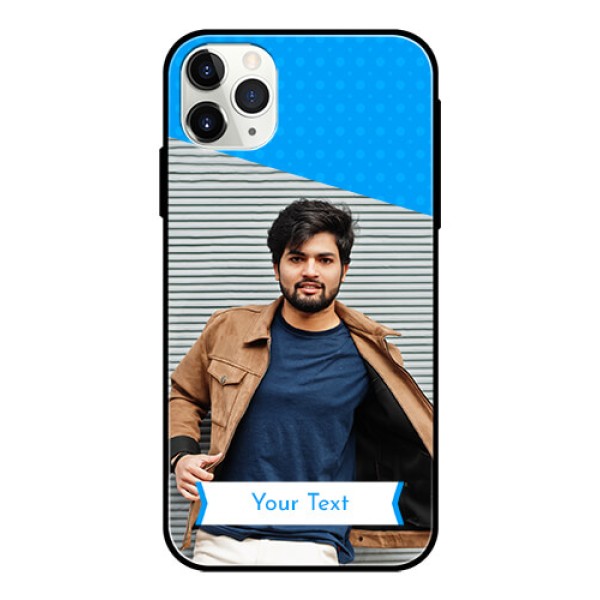 Apple iPhone 11 Pro Max Photo Printing on Glass Case  - Simple Blue Color Design