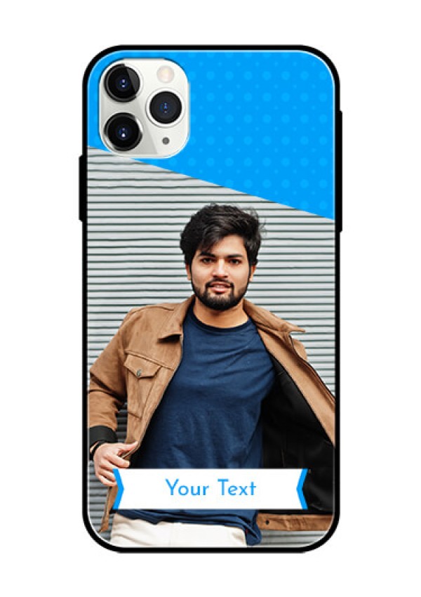 Apple iPhone 11 Pro Max Photo Printing on Glass Case  - Simple Blue Color Design