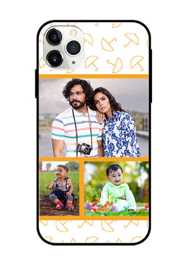 Apple iPhone 11 Pro Max Custom Glass Mobile Case  - Yellow Pattern Design