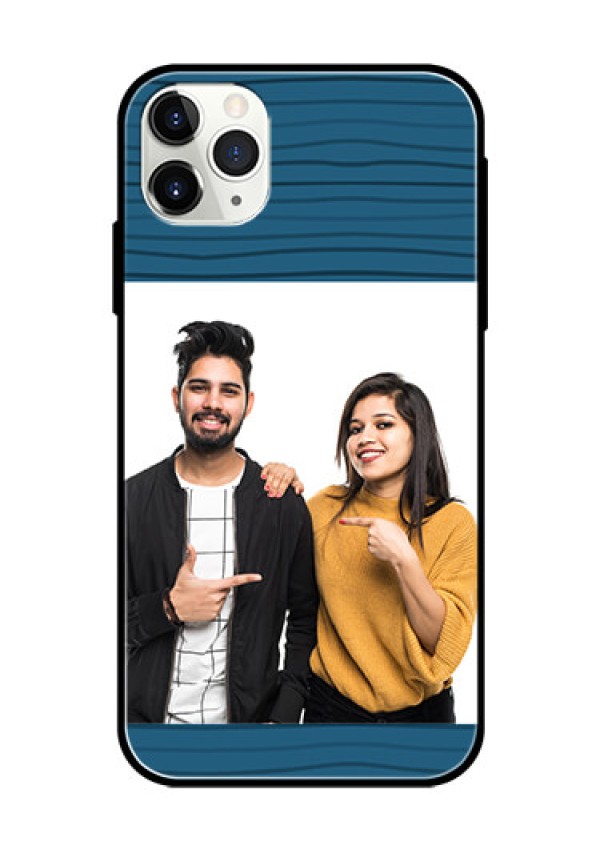 Apple iPhone 11 Pro Max Custom Glass Phone Case  - Blue Pattern Cover Design