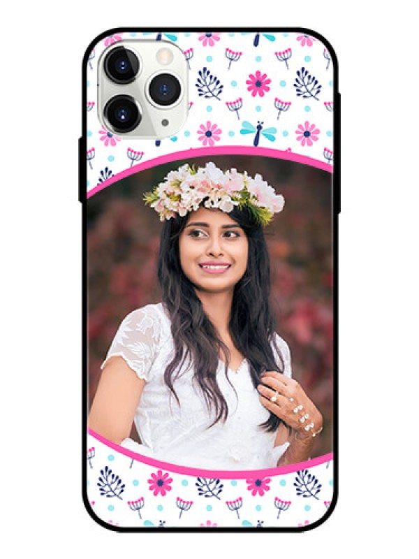 Custom Apple iPhone 11 Pro Max Photo Printing on Glass Case  - Colorful Flower Design