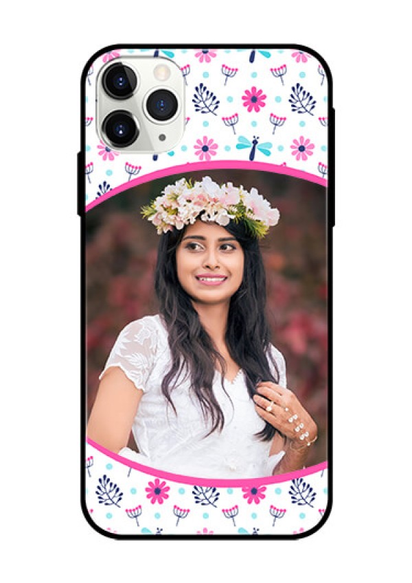 Apple iPhone 11 Pro Max Photo Printing on Glass Case  - Colorful Flower Design