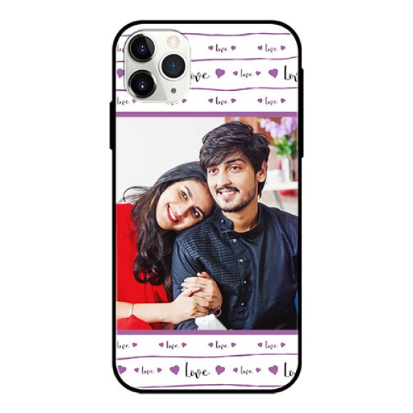 Apple iPhone 11 Pro Max Custom Glass Mobile Case - Couples Heart Design Apple iPhone 11 Pro Max Custom Glass Mobile Case - Couples Heart Design