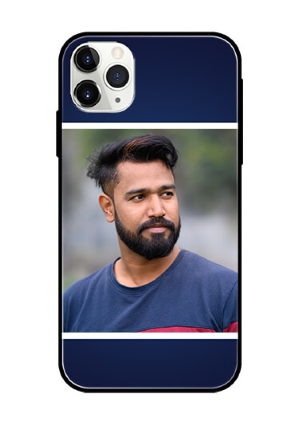 Apple iPhone 11 Pro Max Personalized Glass Phone Case  - Simple Royal Blue Design