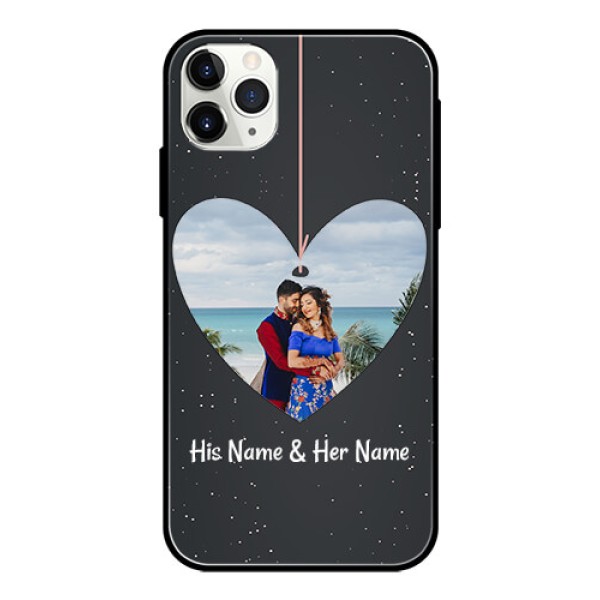 Apple iPhone 11 Pro Max Custom Glass Phone Case - Hanging Heart Design Apple iPhone 11 Pro Max Custom Glass Phone Case - Hanging Heart Design