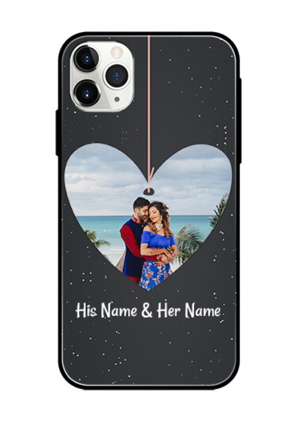 Apple iPhone 11 Pro Max Custom Glass Phone Case  - Hanging Heart Design