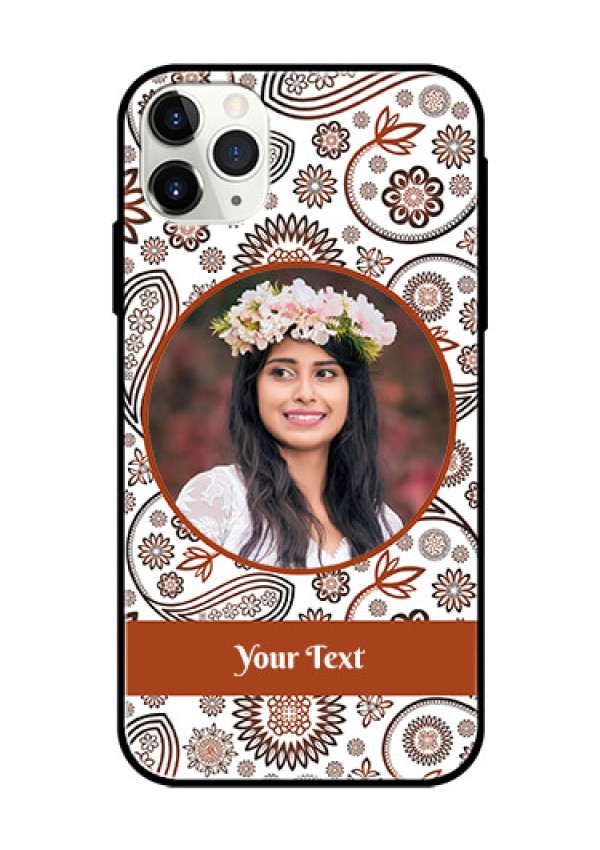 Apple iPhone 11 Pro Max Custom Glass Mobile Case  - Abstract Floral Design 