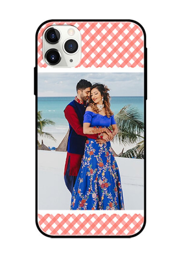 Apple iPhone 11 Pro Max Personalized Glass Phone Case  - Pink Pattern Design