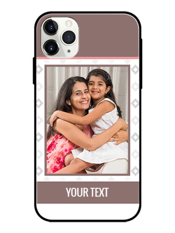 Custom Apple iPhone 11 Pro Max Photo Printing on Glass Case  - Simple Diamond Design