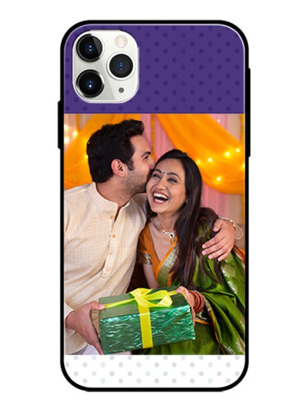 Custom Apple iPhone 11 Pro Max Personalized Glass Phone Case  - Violet Pattern Design
