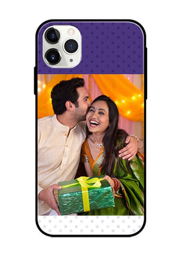 Apple iPhone 11 Pro Max Personalized Glass Phone Case  - Violet Pattern Design