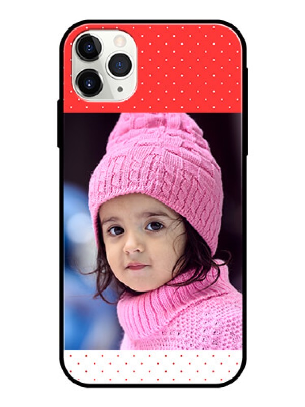 Custom Apple iPhone 11 Pro Max Photo Printing on Glass Case  - Red Pattern Design