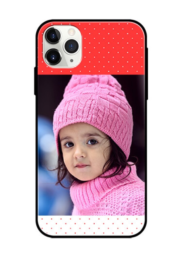 Apple iPhone 11 Pro Max Photo Printing on Glass Case  - Red Pattern Design