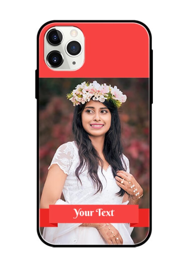 Apple iPhone 11 Pro Max Custom Glass Phone Case  - Simple Red Color Design
