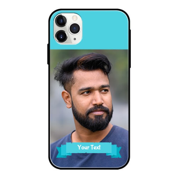 Apple iPhone 11 Pro Max Personalized Glass Phone Case - Simple Blue Color Design Apple iPhone 11 Pro Max Personalized Glass Phone Case - Simple Blue Color Design