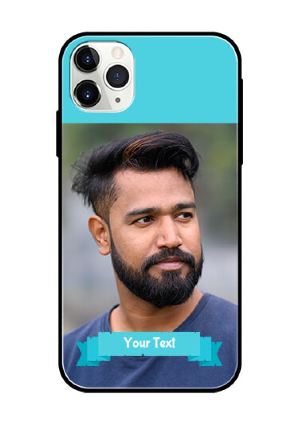 Apple iPhone 11 Pro Max Personalized Glass Phone Case  - Simple Blue Color Design
