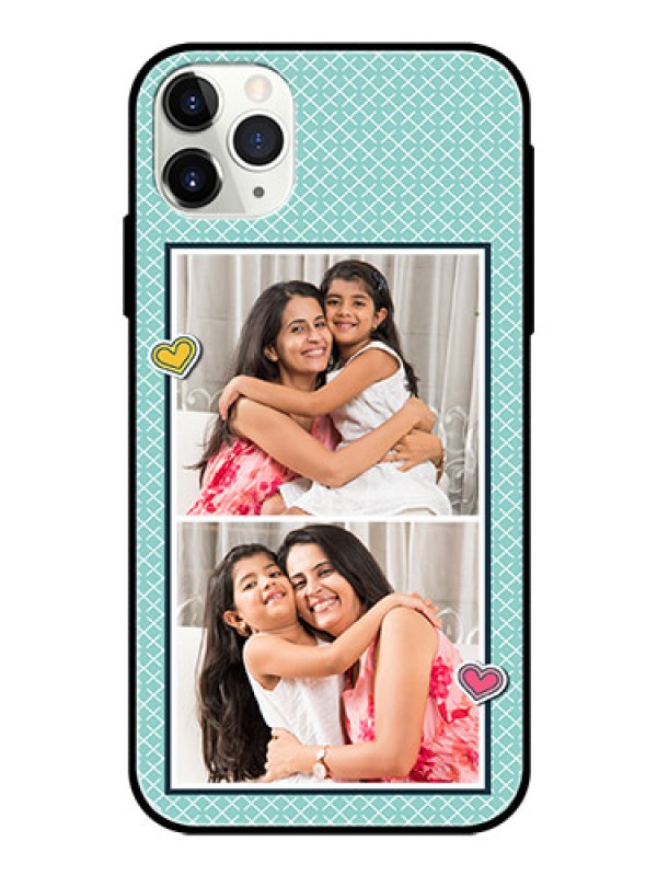 Custom Apple iPhone 11 Pro Max Custom Glass Phone Case  - 2 Image Holder with Pattern Design
