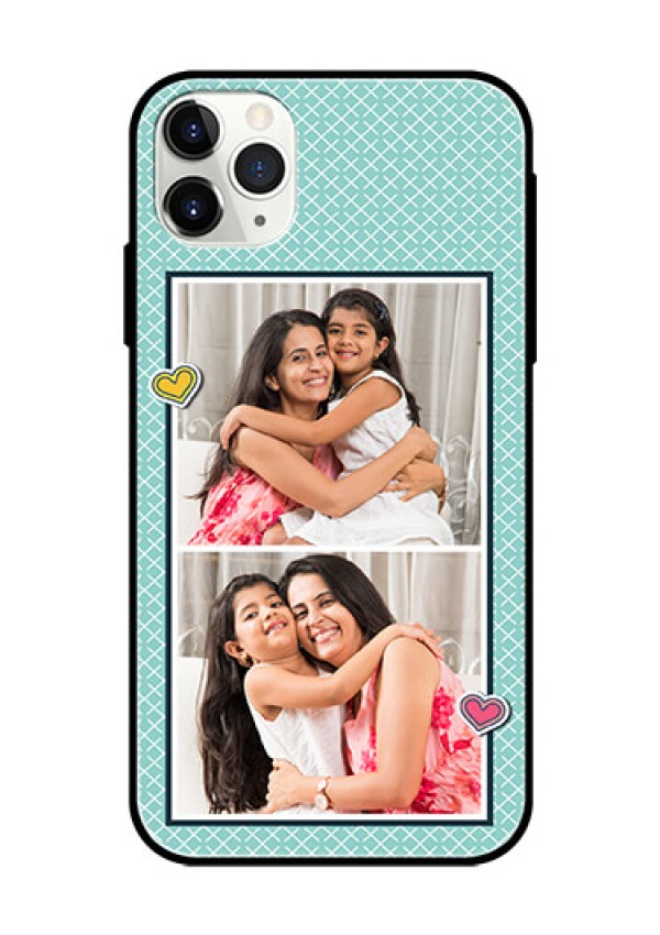 Apple iPhone 11 Pro Max Custom Glass Phone Case  - 2 Image Holder with Pattern Design