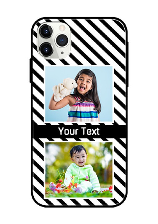 Apple iPhone 11 Pro Max Photo Printing on Glass Case  - Black And White Stripes Design