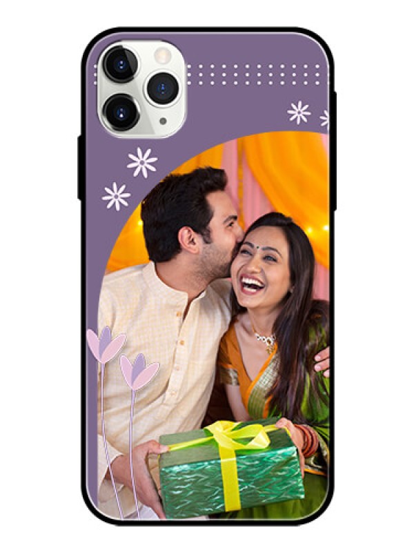 Custom Apple iPhone 11 Pro Max Custom Glass Mobile Case  - Lavender flowers design 