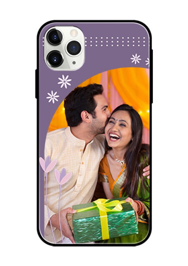 Apple iPhone 11 Pro Max Custom Glass Mobile Case  - Lavender flowers design 