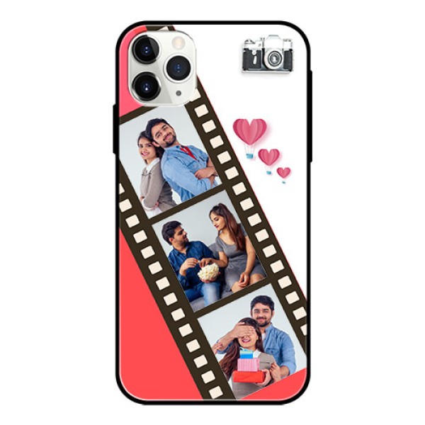 Apple iPhone 11 Pro Max Personalized Glass Phone Case  - 3 Image Holder with Film Reel