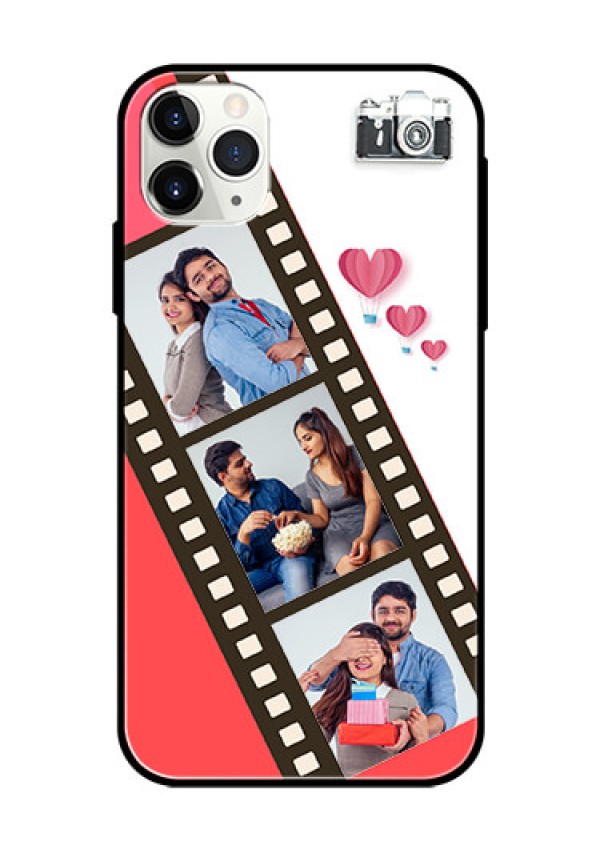 Apple iPhone 11 Pro Max Personalized Glass Phone Case  - 3 Image Holder with Film Reel