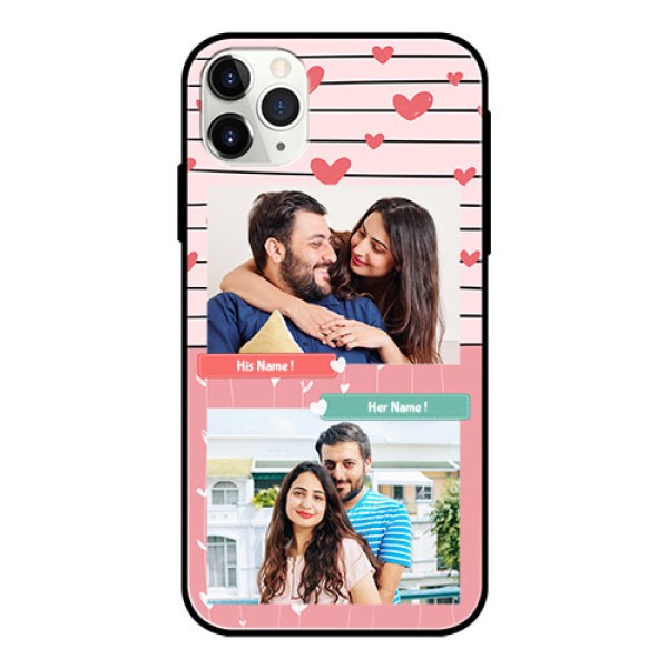 Apple iPhone 11 Pro Max Custom Glass Mobile Case - Photo with Heart Design Apple iPhone 11 Pro Max Custom Glass Mobile Case - Photo with Heart Design